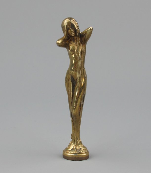 Art Nouveau bronze wax seal, signed Rubin - Female nude