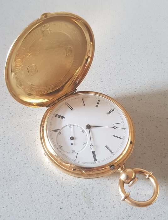44 Jules Jürgensen Copenhagen - 18 kt gold pocket watch, savonette - around 1850