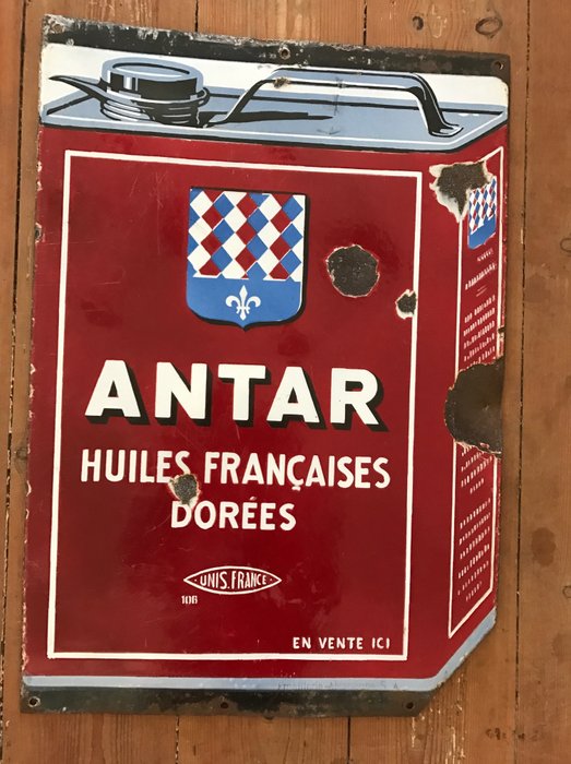 Antique enamelled plate ANTAR "" 1923/1927 - 65x45cm -.