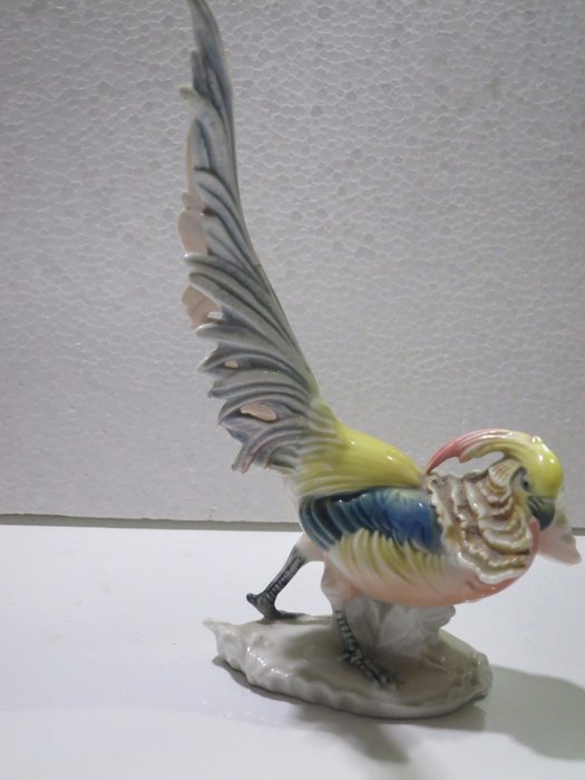 Porzellanfabrik Karl Ens Volkstedt-Rudolstadt - porcelain bird figurine, Golden Pheasant