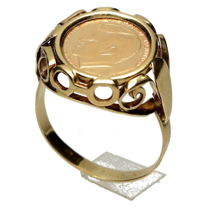 14 K Vintage ring met gouden JFK munt,1969.