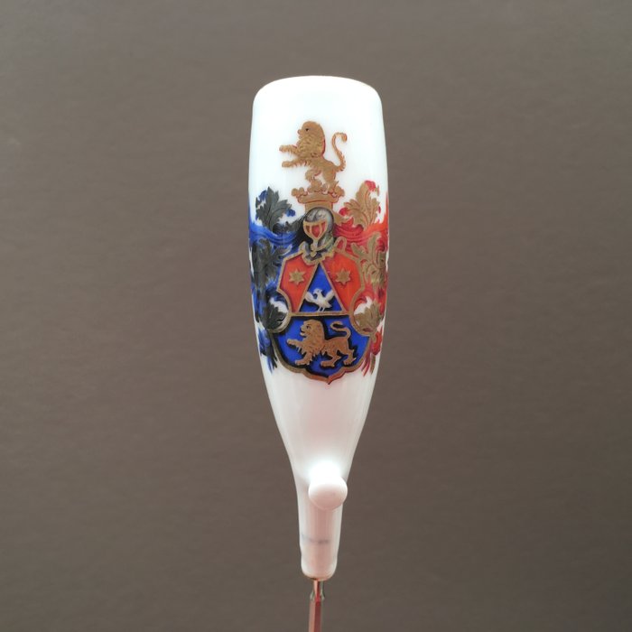 Hand painted porcelain "Stummel" pipe with coat of arms - Germany, 1849
