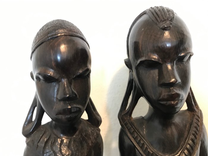 African male and female - wooden sculptures - wood carving - Africa - Ghana - second half of the 20th century