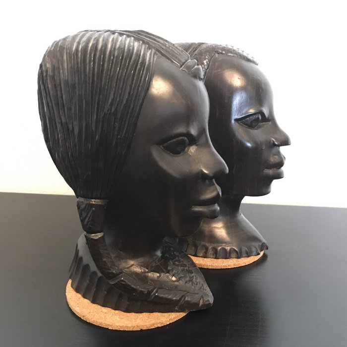 African male and female - wooden sculptures - wood carving - Africa - Ghana - second half of the 20th century