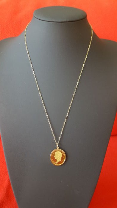 Wonderbaarlijk Gouden ketting met munt medaillon Lodewijk Napoleon - Catawiki OO-75