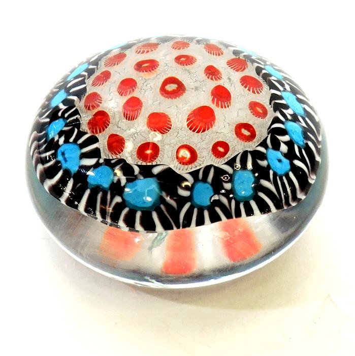 Murano - large glass paperweight press-papier with millefiori murrine, collector’s item