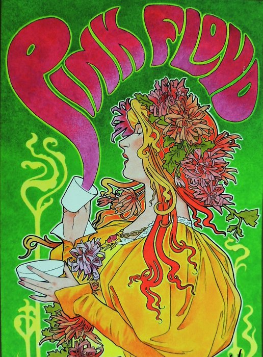 Extraordinary rare PINK FLOYD  SYD BARRETT psychedelic "" Dance" Concert Poster 1966