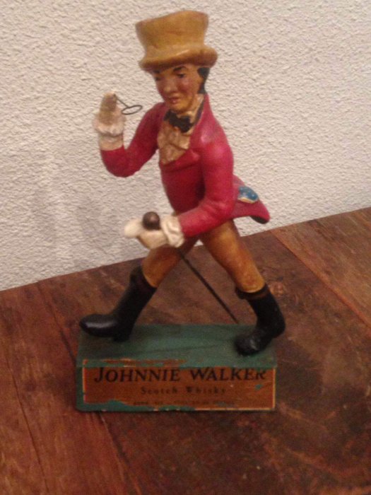 Johnny Walker advertising statue, plaster, iron and wood