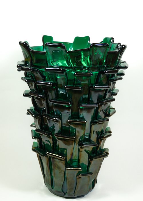 Fulvio Bianconi (Venini) - iridescent green Ritagli vase