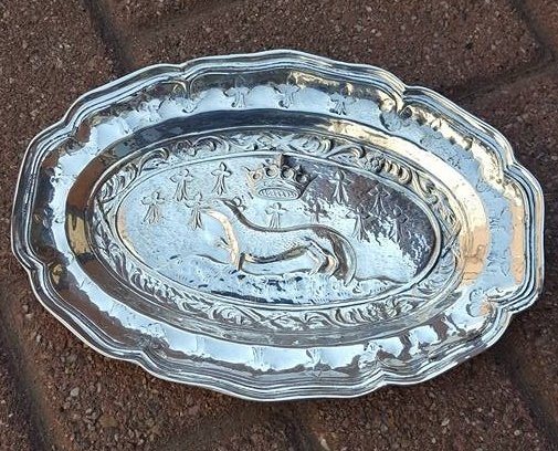 Valenti Barcelona Spain silver plate scale with a dog and crown