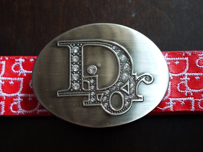 Christian Dior - Large buckle belt - Red leather - 1990's