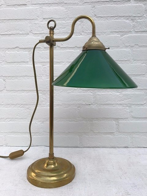Brass Desk Lamp With Green Glass Shade Notary Lamp Catawiki