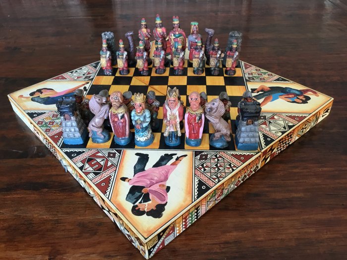 Stone Chess Set From Argentina In Foldable Decorative Storage