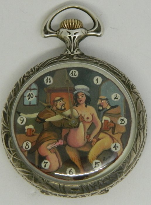 Erotic Automaton "Sex in the Inn" Pocket Watch - 1915