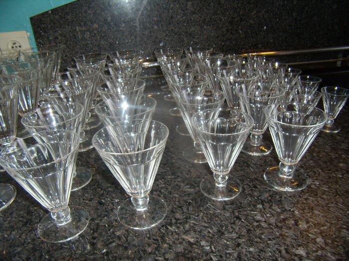 Set of crystal Val Saint Lambert glasses, model Eurel, Belgium, 20th century