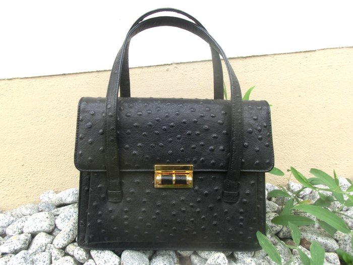 Patent Lolise bag - ostrich leather handbag