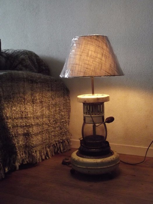 Haller Saffire petroleum heater, transformed into rural / industrial lamp. around 1950, The Netherlands