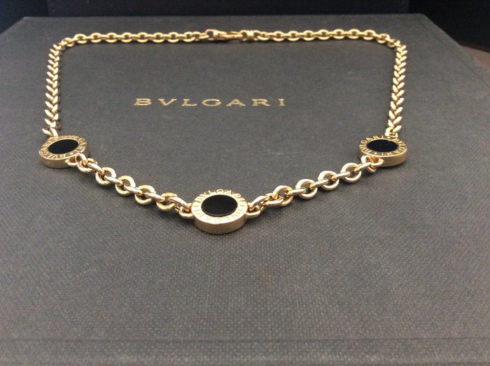 Bulgari Bulgari 18 kt yellow gold necklace - central black onyx inserts - Length 47 cm