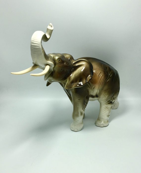 Large - Royal Dux - Bohemia - Elephant porcelain figure