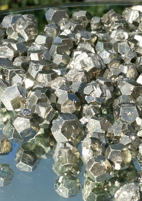 Large Lot of Pyrite dodecahedron Crystals - 5 - 18 mm - 636 gr
