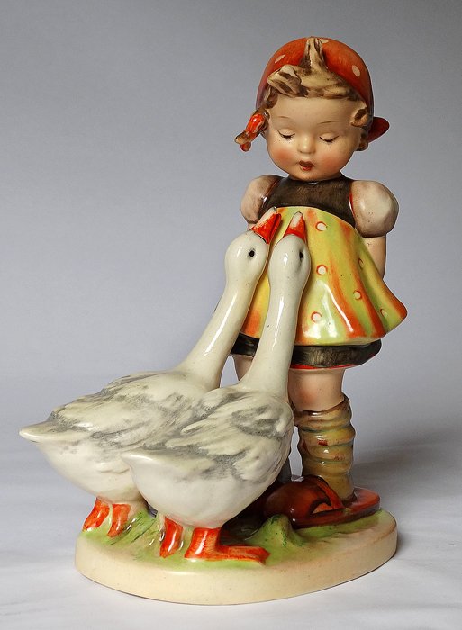 Very old and rare Hummel Goebel - no. 47./2/ - "Gänselieschen / Goose Girl" - incised Crown - Largest model