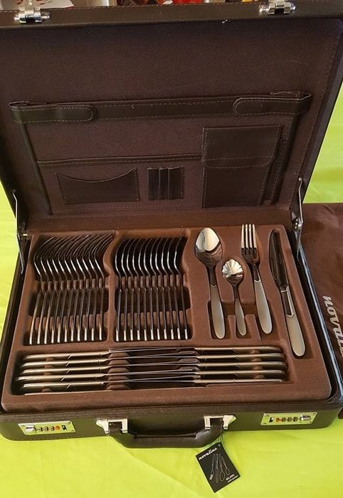 Novaline Milan - 72-piece complete cutlery set in cutlery suitcase - satin 18/10 stainless steel