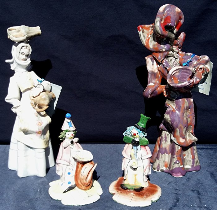 Lino Zampiva - Stelio Mola - Four Italian Art ceramic figurines