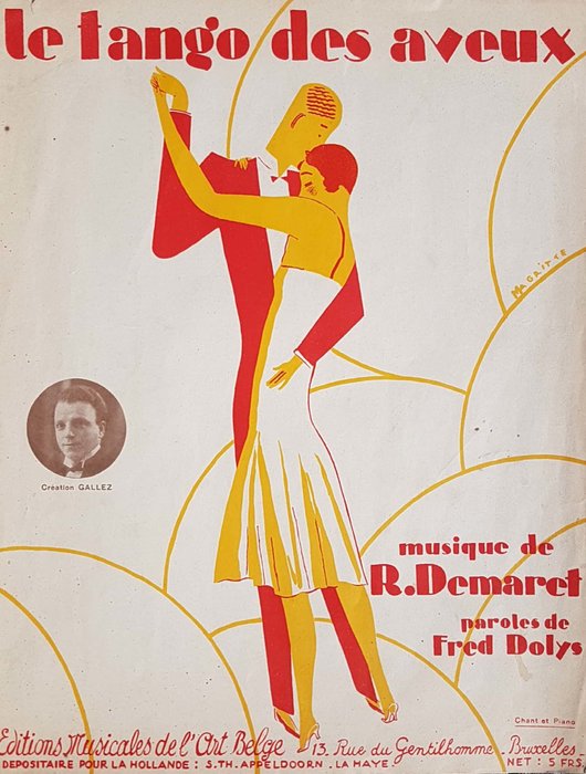 magritte art deco: René Magritte, Le Tango des Aveux, 1926, Éditions Musicales de l'Art Belge, Brussels, Belgium.