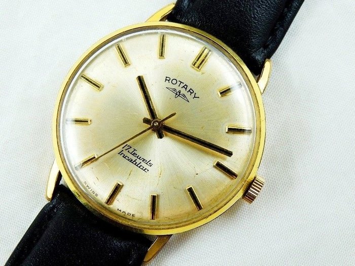 ROTARY 17 J. AS/ST 1950/51 LUXURY GOLD PLATED SWISS MENS WIND UP WATCH 