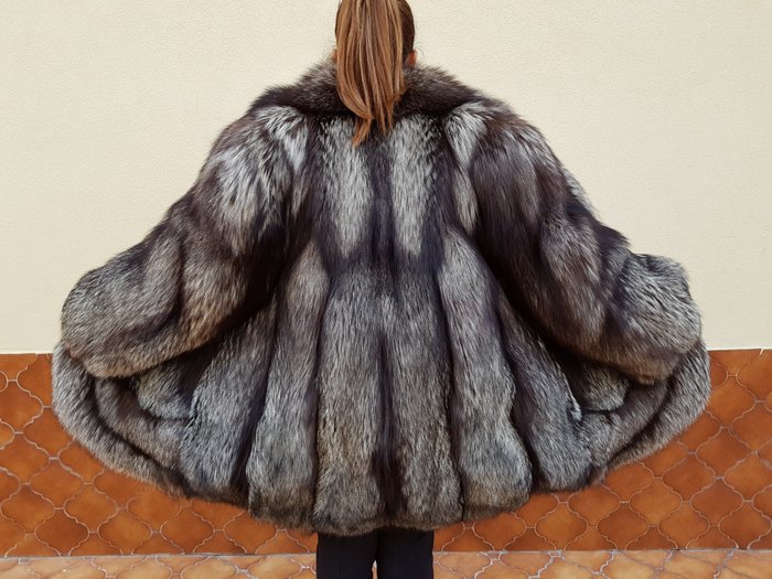 Original vintage silver fox fur coat
