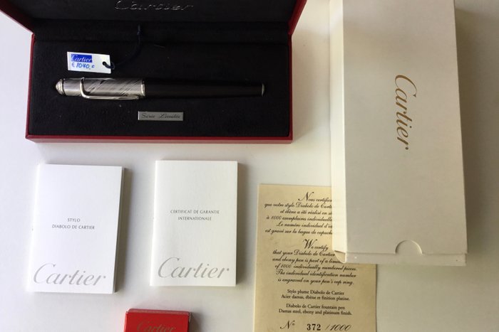Cartier Diabolo Fountain Pen Ebony & Damas Steel