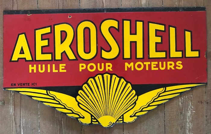 Plaque émaillée ancienne 1950'' AEROSHELL - Catawiki