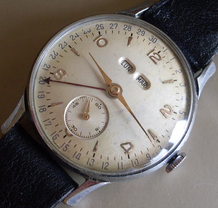 Swiss HOGA triple date - Men's watch - 1950–1959