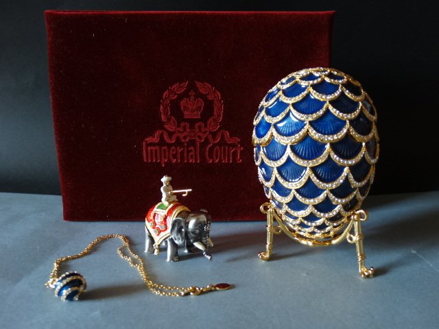 Authentic Faberge Egg “Blue Imperial Pine Cone Egg”
