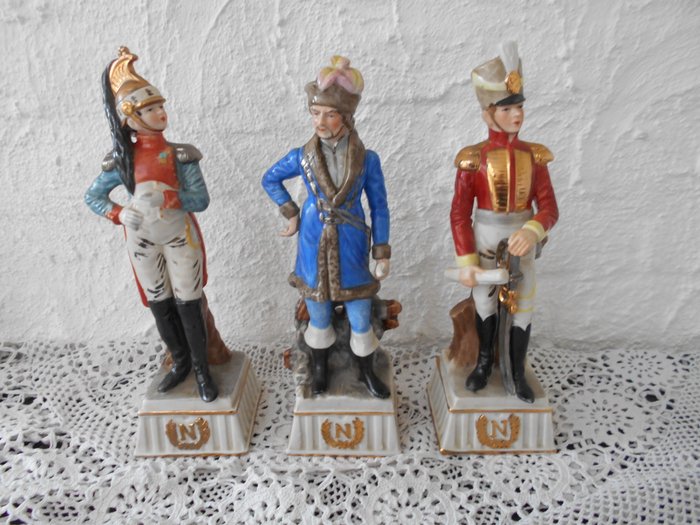 Antique Porcelain 3 Napoleon Figurines - Soldiers