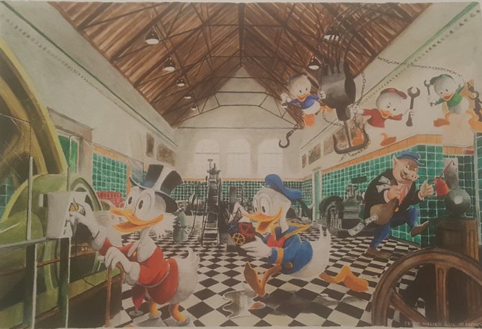 Donald Duck, Uncle Scrooge & Huey, Dewey and Louie - Disney Fine Art giclée print - Ducks in Oil - (2016)