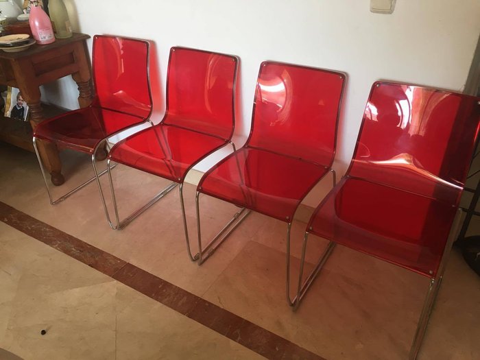 Calligaris - Set Of 4 Red Irony Chairs CS/1098-P