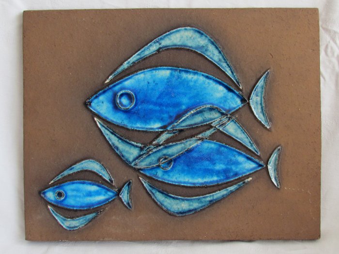 Inge Exner - Knabstrup Denmark - Wall plate/wall decoration/relief with fish