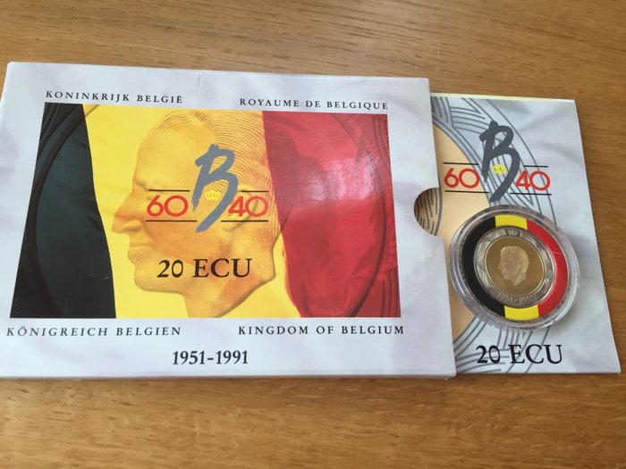 Belgium – 10 and 20 ECU 1990/1991 Boudewijn (2 pieces) – gold with silver edge