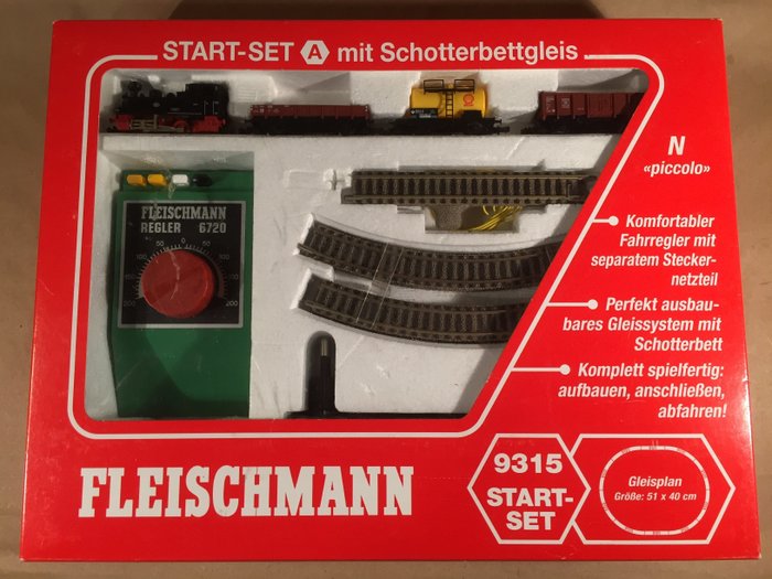 Fleischmann N - 9315, 9957, e.a. - Set - Fleischmann startset 9315 met uitbreiding en boek - DB
