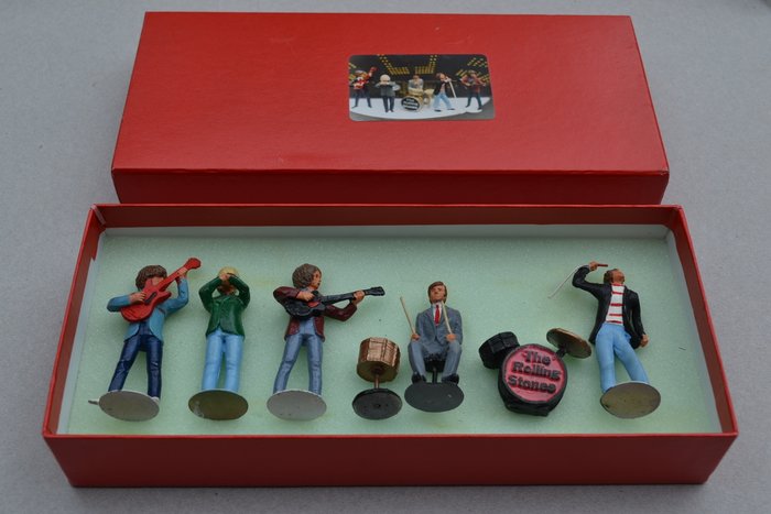 very, very, rare set of Rolling Stones miniature tin figures