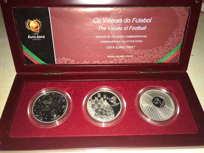 Portugal – €8 from 2003 – UEFA EURO 2004 'The Values of Football' – 3 Coins – silver
