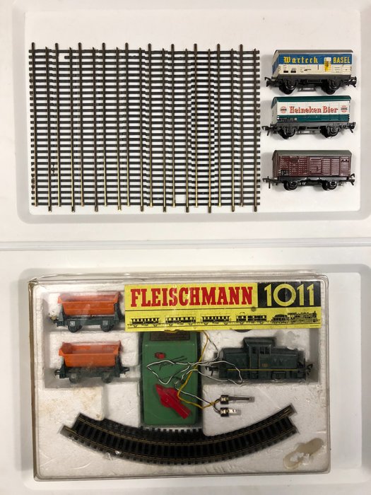 Fleischmann H0 - 1011 - complete train set with a shunter locomotive, tipper wagons and extra freight cars and rails