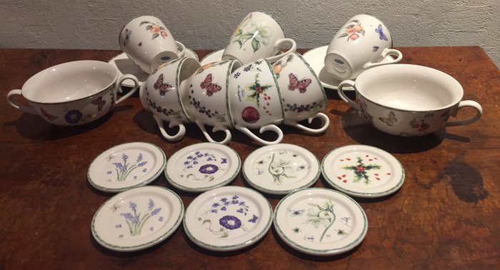 Janneke Brinkman, collection of JBS porcelain, fruit & flowers, coasters, cups & saucers