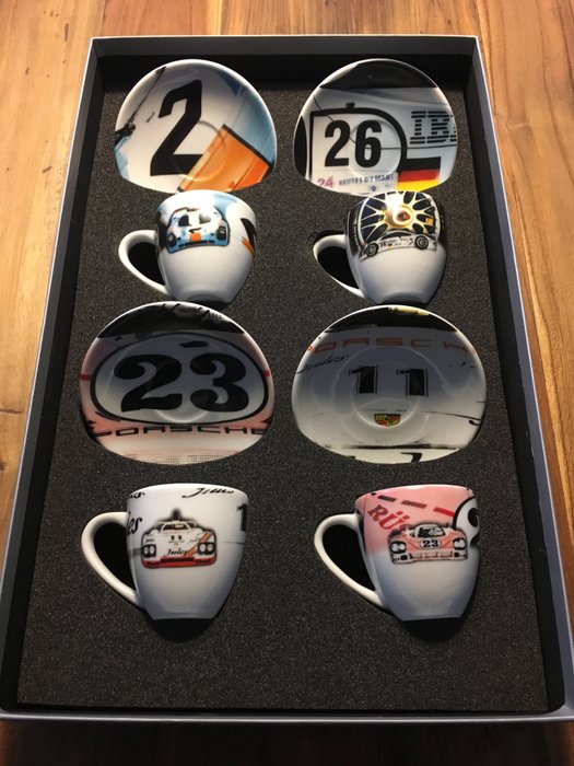 Limited edition Porsche drivers edition Set 'No.1', espresso cups & saucers set of 4