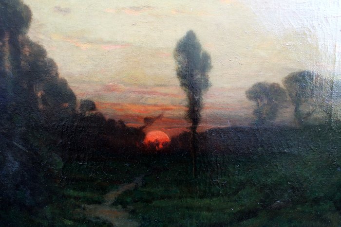émile Adélard Breton 1831 1902 Coucher De Soleil à Lorée De La Forêt Catawiki