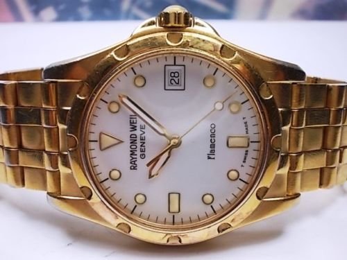 Raymond Weil Geneve FLAMENCO model 5570 - Swiss Gold plated quartz men's wristwatch c.1980/90s
