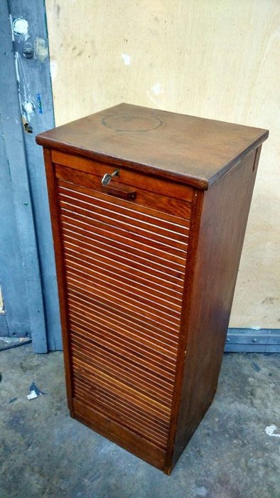 Oak Filing Cabinet With Roller Door Catawiki