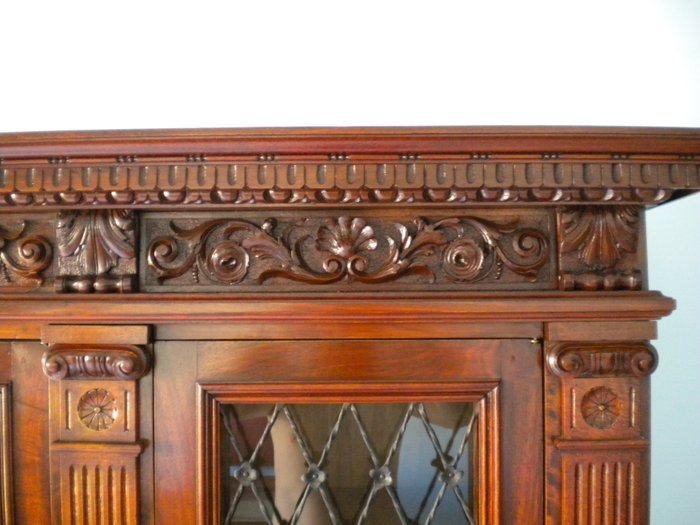 Walnut Study Furniture Neo Renaissance Closed Bookcase With