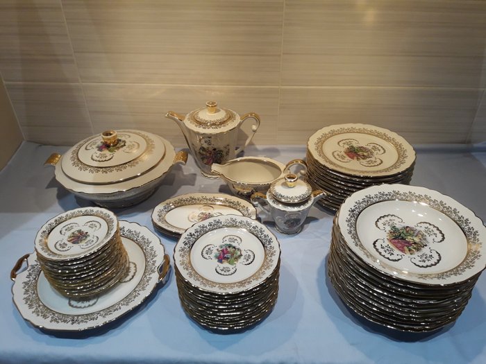 Chadelaud, service of 55 porcelain pieces with limoges decoration, Chinese illustration